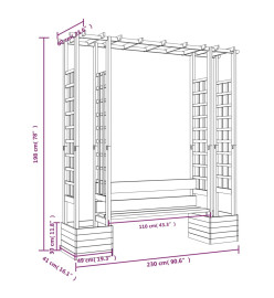 Pergola de jardin avec banc et jardinières Bois de pin imprégné