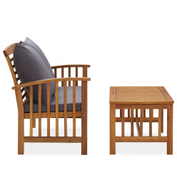 Salon de jardin 2 pcs avec coussins Bois d'acacia solide