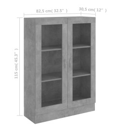 Armoire à vitrine Gris béton 82,5x30,5x115 cm Aggloméré