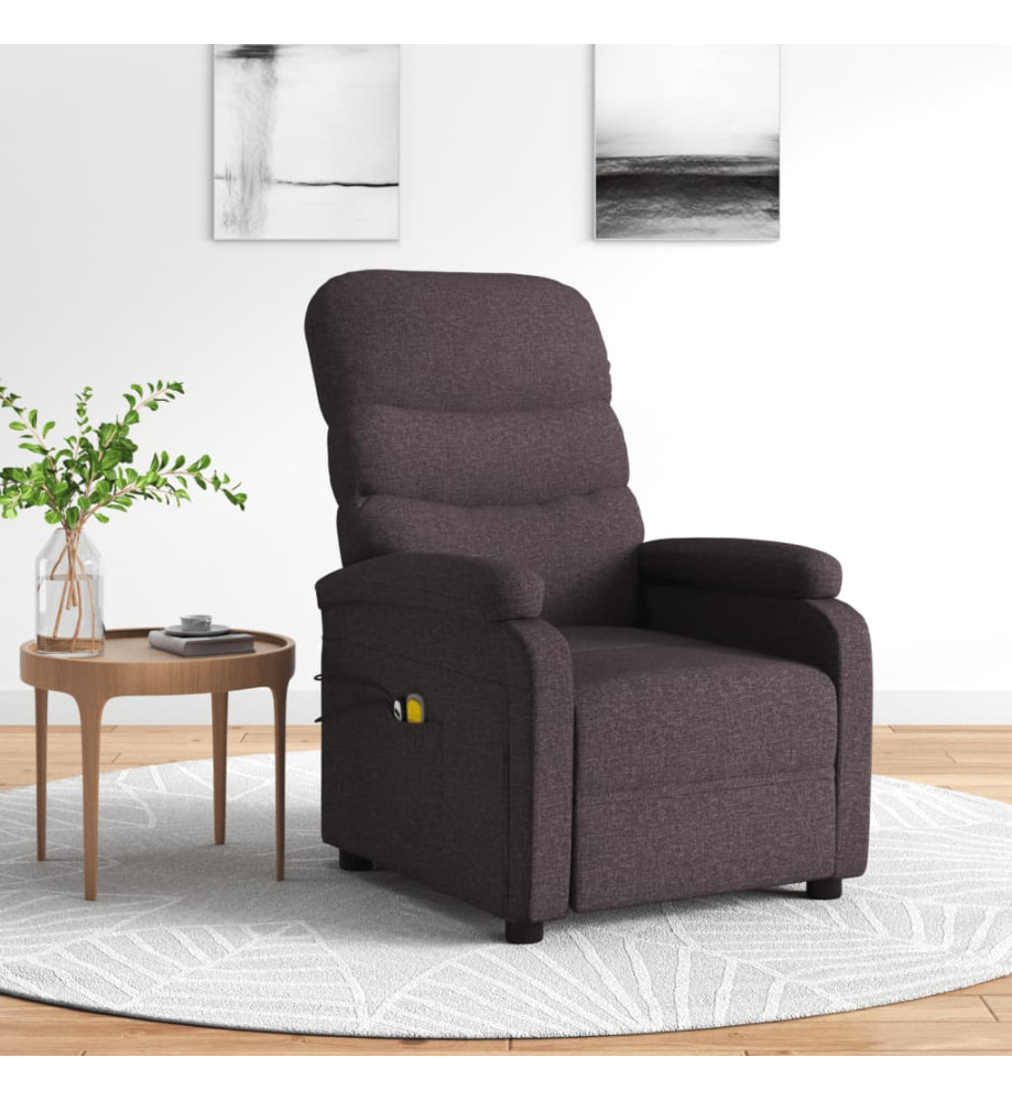 Fauteuil électrique de massage Marron foncé Tissu