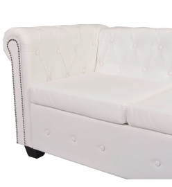 Canapé d'angle Chesterfield 6 places Cuir artificiel Blanc