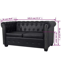 Canapé Chesterfield à 2 places cuir synthétique noir