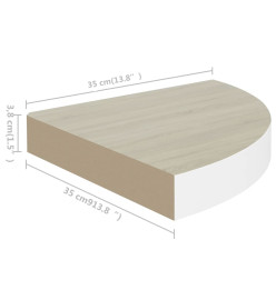 Étagère d'angle murale Chêne et blanc 35x35x3,8 cm MDF