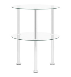 Table d'appoint 2 niveaux Transparent 38 cm Verre trempé