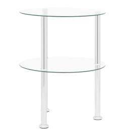 Table d'appoint 2 niveaux Transparent 38 cm Verre trempé