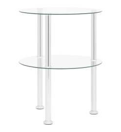 Table d'appoint 2 niveaux Transparent 38 cm Verre trempé