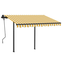 Auvent manuel rétractable avec LED 3x2,5 m Jaune et blanc