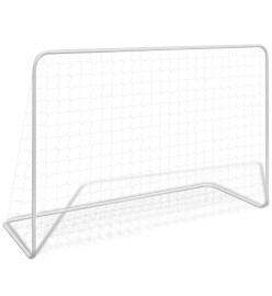 But de football avec filet 182x61x122 cm Acier Blanc