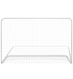 But de football avec filet 182x61x122 cm Acier Blanc