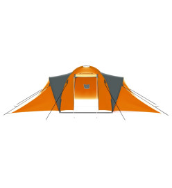 Tente de camping 9 personnes tissu gris et orange