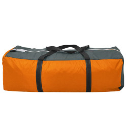 Tente de camping 9 personnes tissu gris et orange