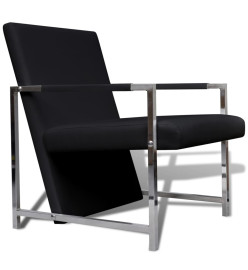 Fauteuil avec pieds chromés Noir Similicuir