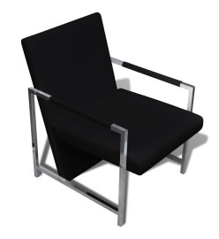 Fauteuil avec pieds chromés Noir Similicuir