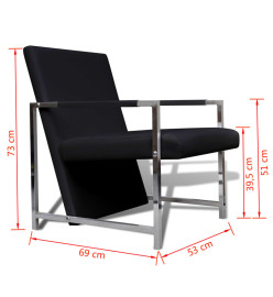 Fauteuil avec pieds chromés Noir Similicuir