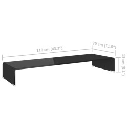 Meuble TV/ Support pour moniteur 110 x 30 x 13 cm Verre Noir