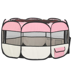 Parc pliable pour chien avec sac de transport Rose 125x125x61cm