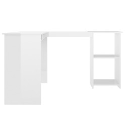 Bureau d'angle forme de L Blanc brillant 120x140x75cm Aggloméré