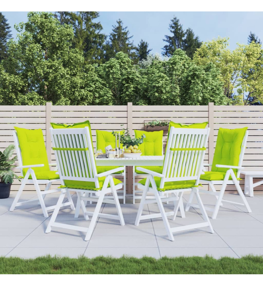 Coussins de chaise de jardin à dossier haut lot de 6 vert vif