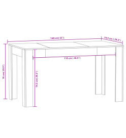 Table à dîner Chêne fumé 140x74,5x76 cm Bois d'ingénierie