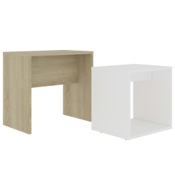 Jeu de tables basses Blanc et chêne sonoma 48x30x45cm Aggloméré