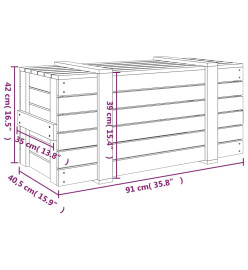 Boîte de rangement Noir 91x40,5x42 cm Bois massif de pin