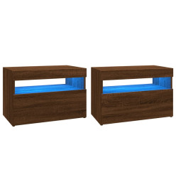 Meubles TV 2 pcs avec lumières LED Chêne marron 60x35x40 cm