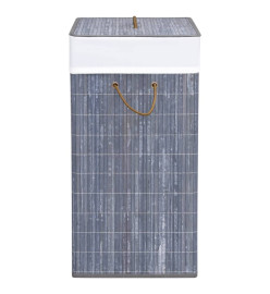 Panier à linge avec 2 sections bambou gris 100 L