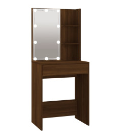 Coiffeuse à LED avec armoire Chêne marron Bois d'ingénierie