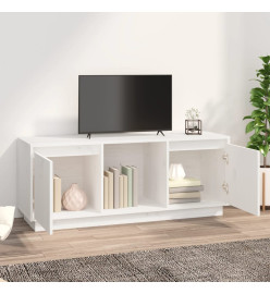 Meuble TV Blanc 110,5x35x44 cm Bois de pin massif