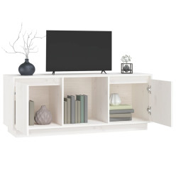 Meuble TV Blanc 110,5x35x44 cm Bois de pin massif