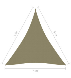 Voile de parasol Tissu Oxford triangulaire 4x5x5 m Beige