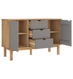 Buffet OTTA Marron et gris 113,5x43x73 cm Bois massif pin