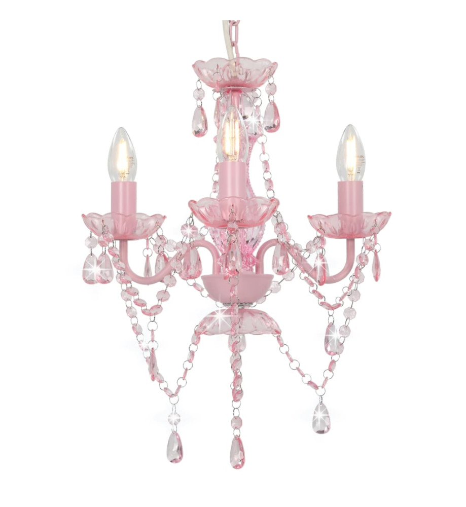 Lustre avec perles Rose Rond 3 x E14