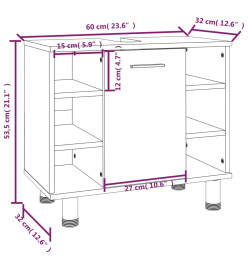 Armoire de bain Chêne fumé 60x32x53,5 cm Bois d'ingénierie