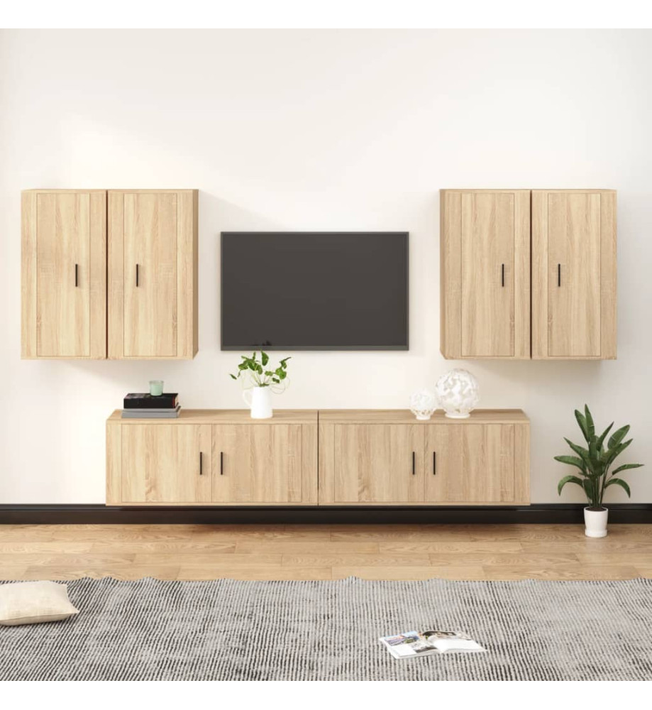 Ensemble de meubles TV 6 pcs Chêne sonoma Bois d'ingénierie