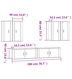 Ensemble de meubles TV 6 pcs Chêne sonoma Bois d'ingénierie