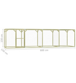 Poulailler 1,5x6x1,5 m Pinède imprégnée