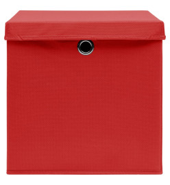 Boîtes de rangement et couvercles 10 pcs Rouge 32x32x32cm Tissu