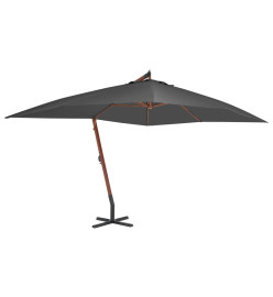 Parasol en porte-à-faux avec mât en bois 400x300 cm Anthracite