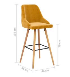 Tabourets de bar lot de 2 jaune velours