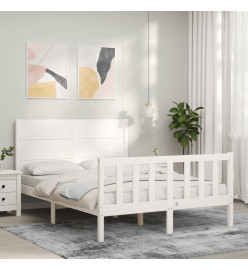 Cadre de lit avec tête de lit blanc 140x200 cm bois massif