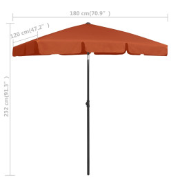 Parasol de plage Terre cuite 180x120 cm