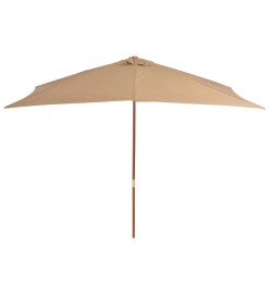 Parasol d'extérieur avec mât en bois 200 x 300 cm Taupe