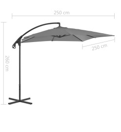 Parasol en porte-à-feux avec mât en acier 250x250 cm Anthracite