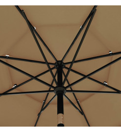 Parasol à 3 niveaux avec mât en aluminium Taupe 3,5 m