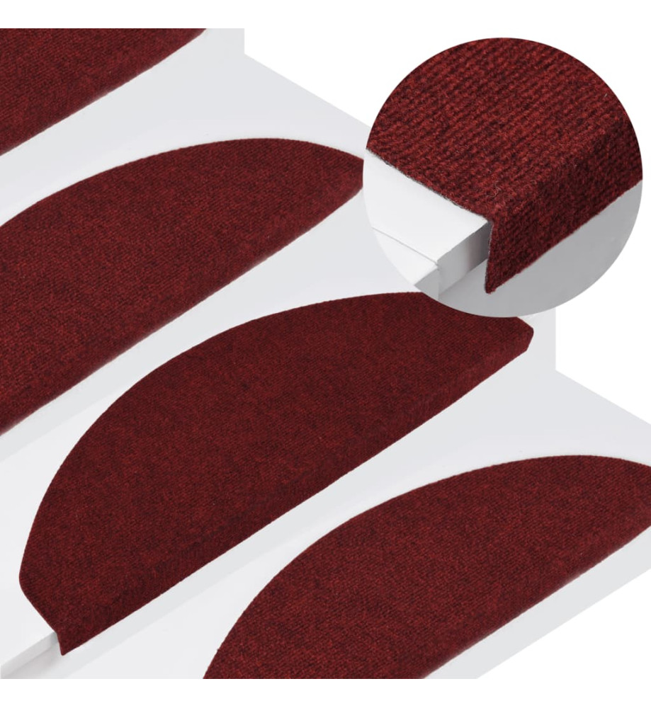 Tapis d'escalier autocollants 15 pcs 65x22,5x3,5 cm Rouge