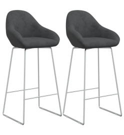 Tabourets de bar lot de 2 gris foncé velours