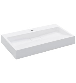 Lavabo 80x46x11 cm Fonte minérale/marbre Blanc