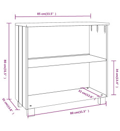 Buffet HAMAR Gris clair 85x35x80 cm Bois massif de pin