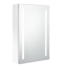 Armoire de salle de bain à miroir LED Blanc brillant 50x13x70cm